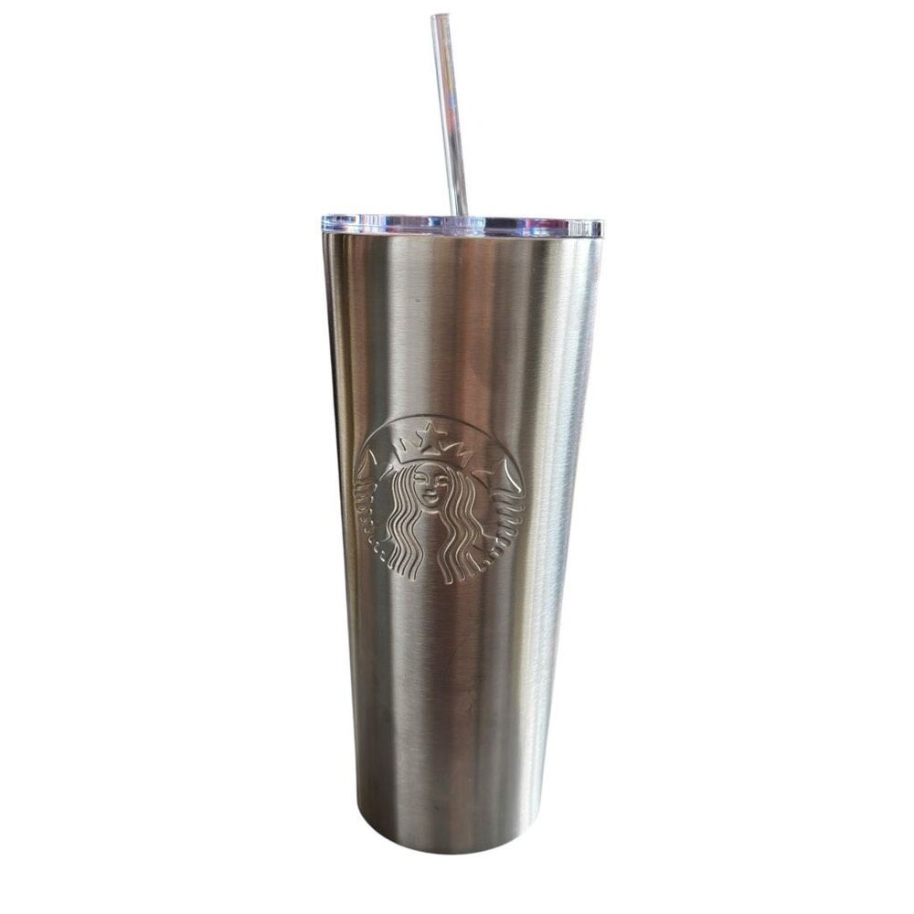 Starbucks 2019 Venti Brushed Silver Stainless Steel Cold Tumbler - Size 24 Fl Oz